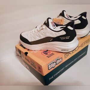 Skechers Men's White and Black Slip-Ins Shoes